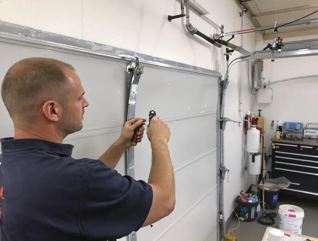 Before and after garage door dent repair by Ellington Garage Door Repair in Ellington