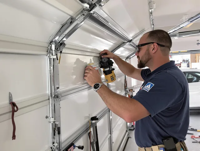 Ellington Garage Door Repair technician quieting a noisy garage door in Ellington